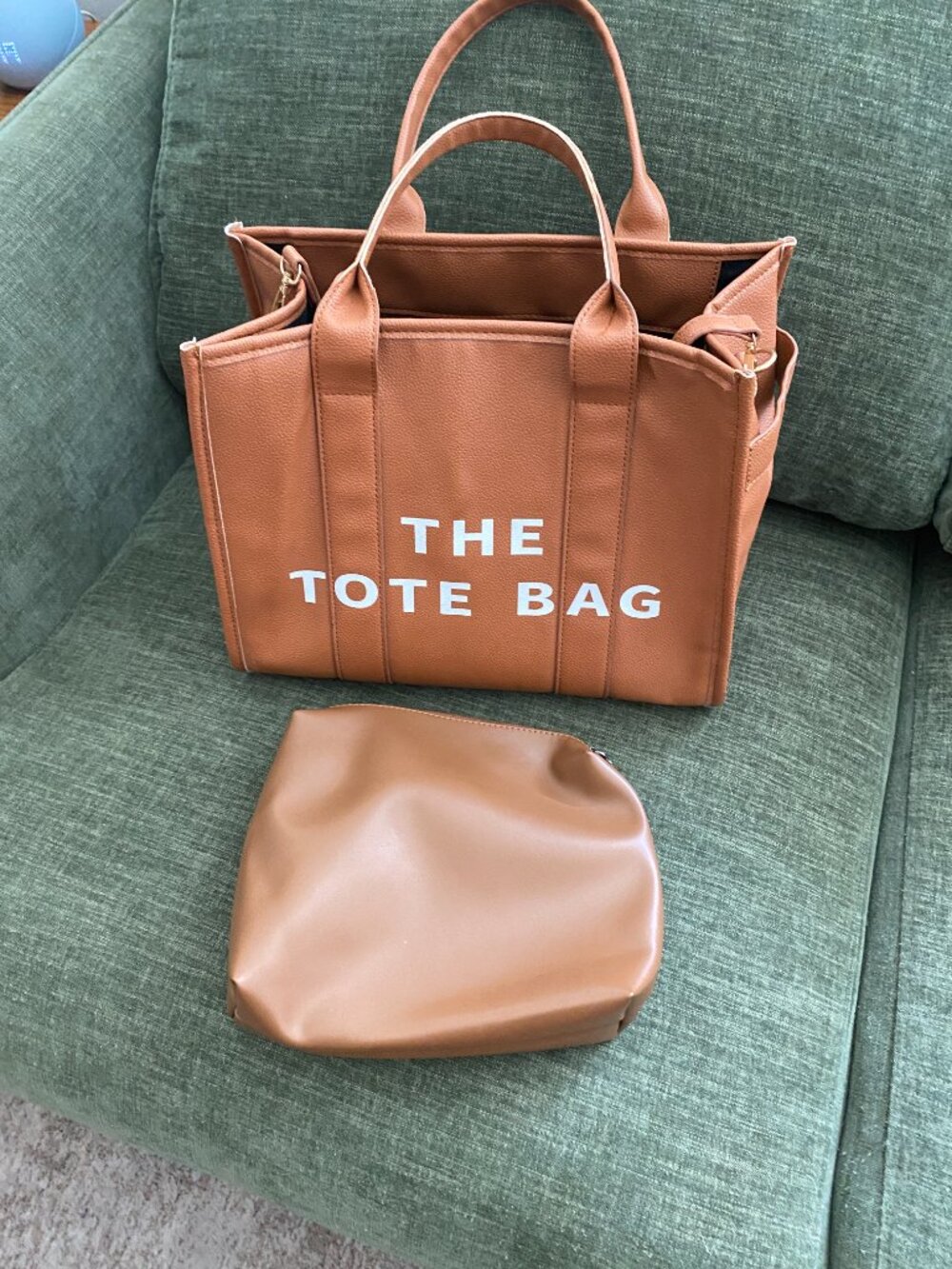 The Tote Bag Marc Jacobs Inspired Vegan Leather Tote Camel Crossbody Satchel - Picture 4 of 15
